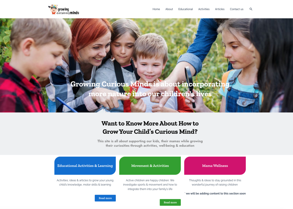 Childhood development website designer